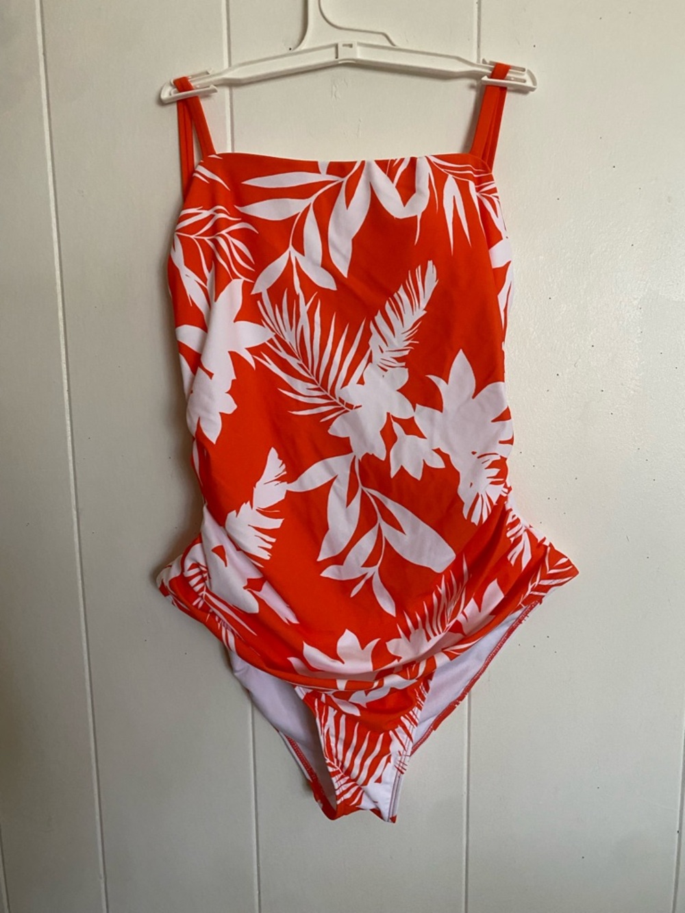 Cupshe Orange & White Tropical Print One-Piece Swimsuit